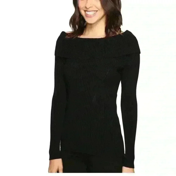 MICHAEL KORS Open Cowl Rib Sweater In Navy - Picture 2 of 4